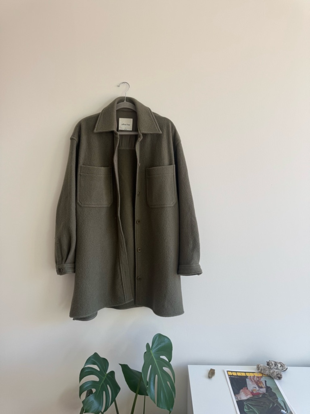 Aritzia Olive Green Fleece Shirt Jacket